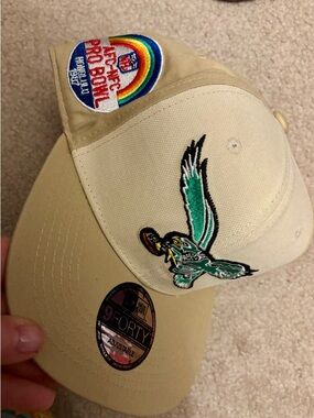 New Era Beige Philadelphia Eagles Cap with Rainbow Patch